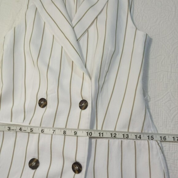 Bershka White & Black Striped Sleeveless Blazer Dress Womens S Midi - Picture 13 of 14